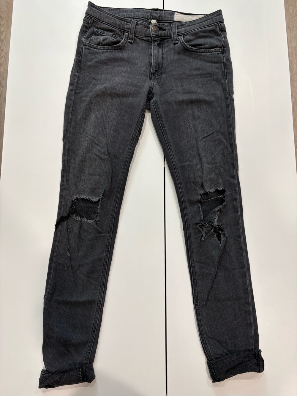 rag & bone Black Skinny Distressed Jeans